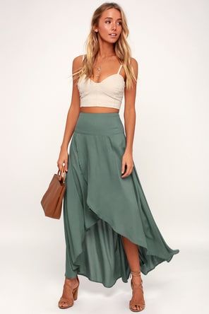 lace midi dress - Lulus Search Vestiti In Jeans, High Low Maxi Skirt, Boho Crop Tops, High Low Skirt, Skirt Maxi, Green Skirt, Maxi Skirts, Stitch Fix Style, Mode Inspiration