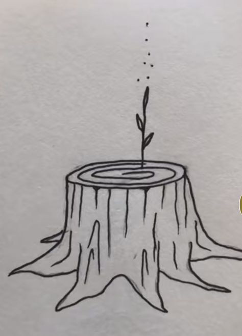 Tree Stump Doodle, Land Drawings Easy, Cute Nature Doodles, Nature Drawings Simple, Simple Plant Drawing, Forest Doodles, Nature Doodles, Hand Doodles, Cute Easy Doodles