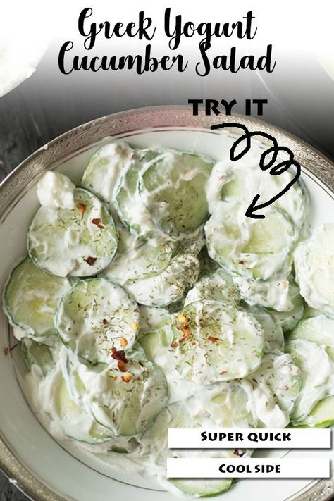 Greek Yogurt Cucumber Salad, Cucumber Pasta Salad, Easy Cucumber Salad, Dill Recipes, Summertime Salads, Creamed Cucumbers, Cucumber Yogurt, Cucumber Salad Recipe, Feta Cheese Salad