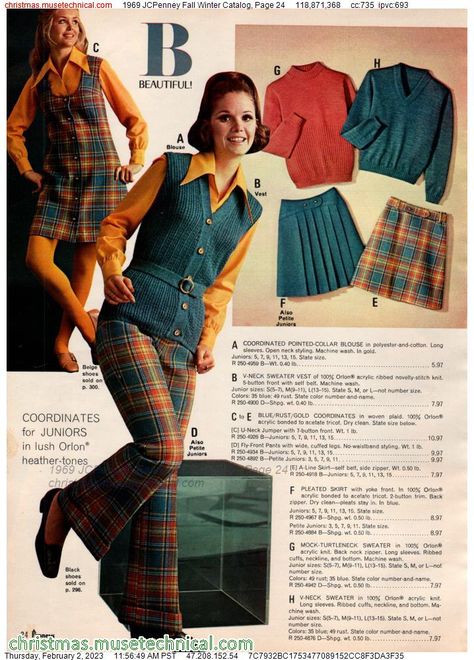 1969 JCPenney Fall Winter Catalog, Page 24 - Catalogs & Wishbooks 70s Teen Fashion, Knit Sweater Dress Pattern, 1970s Summer Fashion, Late 60s Fashion, Sweater Dress Pattern, 1960 Fashion, 60s And 70s Fashion, 70s Inspired Fashion, Sixties Fashion