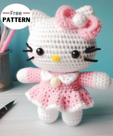 Crochet Hello Kitty Pattern, Hello Kitty Free Crochet Pattern, Free Hello Kitty Crochet Patterns, Crochet Hello Kitty Free Pattern, Costume Patterns Free, Hello Kitty Amigurumi Free Pattern, Hello Kitty Crochet Pattern Free, Hello Kitty Crochet Pattern, Amigurumi Hello Kitty