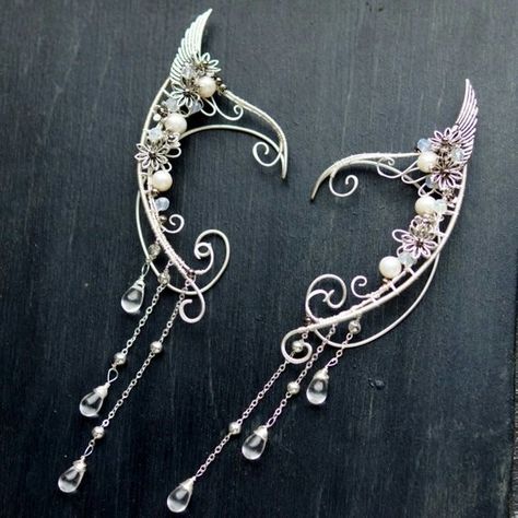 https://www.etsy.com/listing/512928774/elven-ears-a-pair-earcuffs-elf-ears?ref=shop_home_active_26 Elven Ears, Elf Ear Cuff, Fairy Ears, Elven Jewelry, Wire Wrapped Jewelry Diy, Fantasy Decor, Elf Ears, Hippie Jewelry, Ear Cuffs