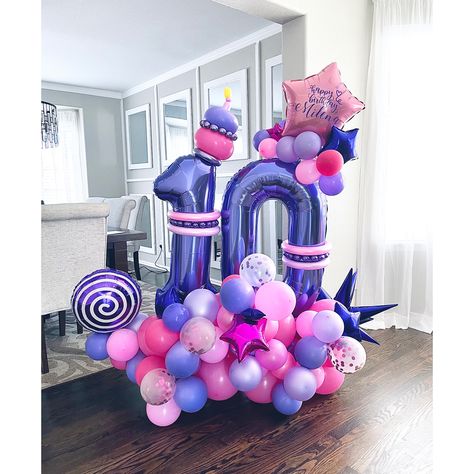 10 Balloon Bouquet, Cheap Bouquet, Girls 9th Birthday, 40 Balloons, Balloon Bouquet Diy, Bouquet Arrangement, Its A Boy Balloons, Happy 10th Birthday, Happy Birthday Girls