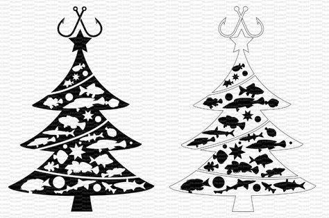 Christmas Fishing Svg Merry Fishmas Christmas Tree Svg | Etsy Fishing Stencils, Free Ulua Fishing Svg Files For Cricut, Fishing Christmas Tree, Fishing Svg Bass, Fishing Christmas, Fishing Svg, Tree Svg, Microsoft Word, Christmas Svg