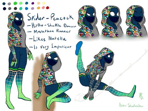 Peacock Spider Art, Spider Man Persona Drawings, Peacock Spider Drawing, Spider Persona, Spider Sona Base, Female Spidersona, Spidersona Base, Spiderman Characters, Spiderman Girl