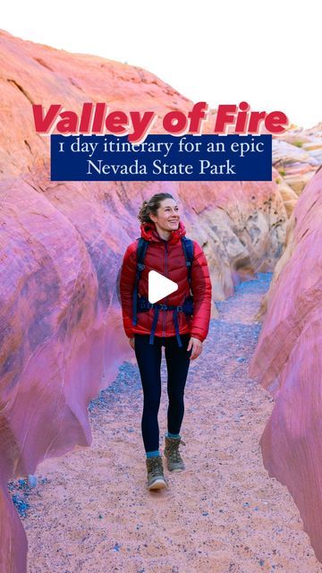 Gwyn and Ami Manser | Hikes, USA travel, national parks on Instagram: "Valley of Fire State Park guide! 🔥 🥾 ☀️ 

Located just outside of Las Vegas, Valley of Fire State Park is the perfect place to explore in just 1-day! 🙌🏼

This park is filled with amazing hikes that will take you past ancient petroglyphs, beautifully layered rock formations, slot canyons, and sandstone arches! ☀️😍

🧡 SAVE this guide and FOLLOW @gwynandami for more adventure itineraries! 

Here are our top recommendations in the park ⤵️

🥾 HIKE: Fire Dome, White Domes, and Seven Wonders Loop trail
Length: 3.2 miles (round trip)
Tip: Arrive before sunrise for the best photo lighting at Fire Wave!

🌀 HIKE: Petroglyph Canyon via Mouse’s Tank
Length: 0.7 miles (round trip) 
Why it’s cool: Hundreds of ancient petroglyp Ancient Petroglyphs, Slot Canyons, Valley Of Fire State Park, Nevada State, Travel Bucket List Usa, Slot Canyon, Valley Of Fire, Before Sunrise, Seven Wonders