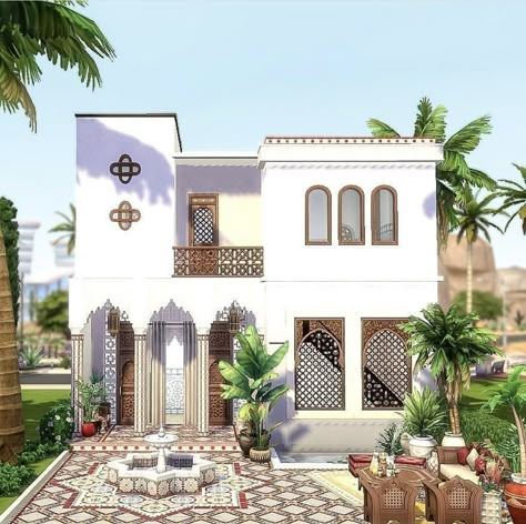 Meditterean House Sims 4, Sims 4 Arabic House, Sims 4 Morroco House, Moroccan House Plan, Sims 4 Villa, Moroccan Houses, House Ideas Kitchen, House Ideas Modern, Kitchen Bloxburg