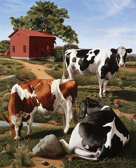 American Gallery, Farm Paintings, Apple Barrel, Cow Pictures, Farm Cow, Farm Art, Cow Calf, Cow Painting, Cow Art