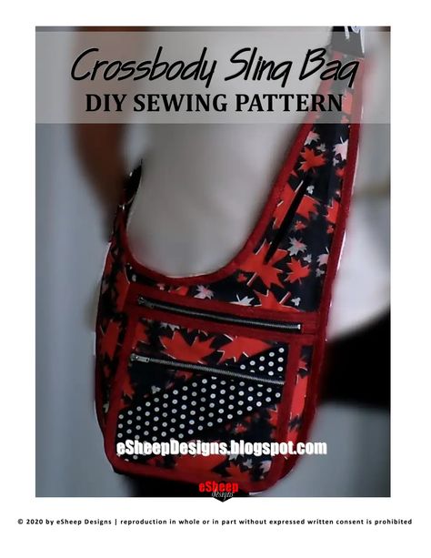 Crossbody Sling Bag Pattern by eSheep Designs Crossbody Sling Bag Pattern Free, Diy Sling Bag Pattern Free, Crossbody Sling Bag Pattern, Sling Bags Women Diy, Diy Sling Bag Pattern, Leather Sling Bag Pattern, Crossbody Bag Pattern Free, Sling Bag Pattern Free, Sling Bag Diy