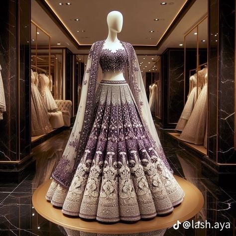 Showstopper Wedding Dress, Purple Bride Lehenga, Purple Desi Wedding Dress, Lancha Lehnga, Bride Lehenga Indian, Purple Lehenga Bridal, Indian Wedding Lehenga Bridal, Purple Bridal Lehenga, Wedding Lehengas Bridal