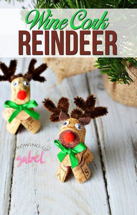 Click now and learn how to make wine cork reindeer! Old or new wine corks are cut and glued to make a DIY Christmas craft to use as a decoration or ornament. Great for Kids! #winecorkcrafts #christmascrafts #reindeerlove Cork Reindeer Diy, Wine Cork Xmas Ornaments, Wine Cork Animals Diy, Reindeer Diy Ornament, Wine Cork Reindeer How To Make, Ornament Contest, Wine Cork Reindeer, Corks Crafts, Cork Reindeer