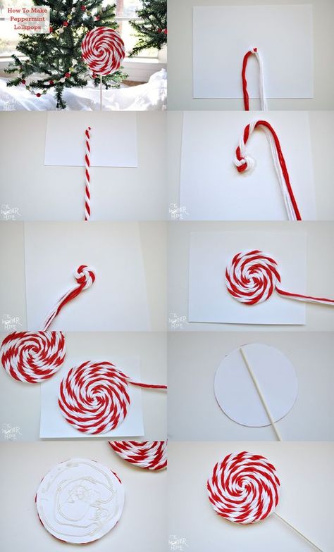 How To Make Peppermint Lollipops: Gifts For Quilters, Jul Diy, Grinch Christmas Decorations, Christmas Crafts For Kids To Make, Front Porch Christmas Decor Ideas, Porch Christmas Decor Ideas, Porch Christmas Decor, Christmas Decor Ideas Diy, Front Porch Christmas