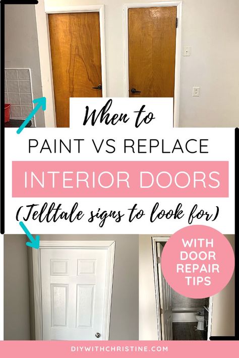 When To Paint vs When To Replace Interior Doors (Telltale Signs!) – DIY With Christine Painting 6 Panel Interior Doors, How To Repaint Interior Doors, 6 Panel Door Makeover, Replace Interior Doors, Panel Door Makeover, Replacing Interior Doors, Interior Door Makeover, 6 Panel Interior Doors, 6 Panel Door