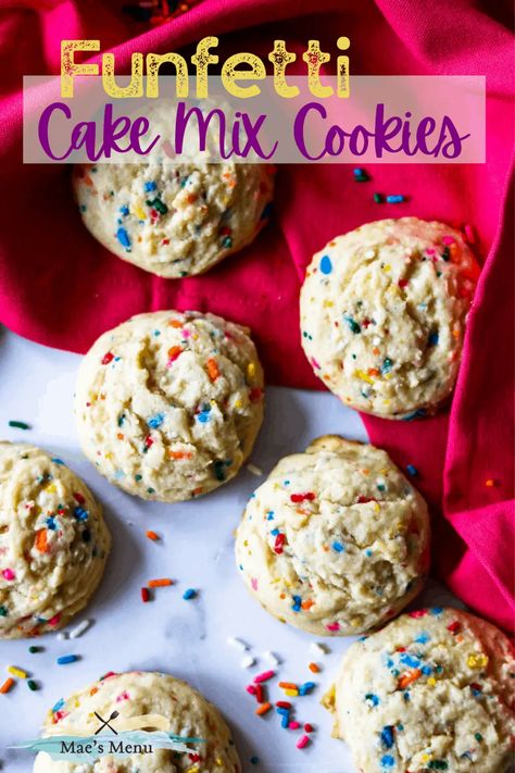 Funfetti cookies are an easy baking recipe everyone will love! This one bowl recipe is made with funfetti cake mix and just a few easy-to-find ingredients. Treat your crew to this cookie recipe any time of year! Funfetti Cake Mix Recipes, Cookies Funfetti, Easy Baking Recipe, Funfetti Cookie Recipe, Funfetti Cake Mix Cookies, Birthday Cake Cookies, Funfetti Cookies, Make Birthday Cake, Funfetti Cake Mix