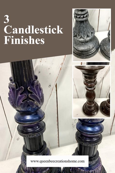 Three different paint finishes we demonstrate on candlesticks but that you can use on just about anything! ​ ​Full tutorial. Different Paint Finishes, Easy Paintings, Paint Finishes, Paint, Canning