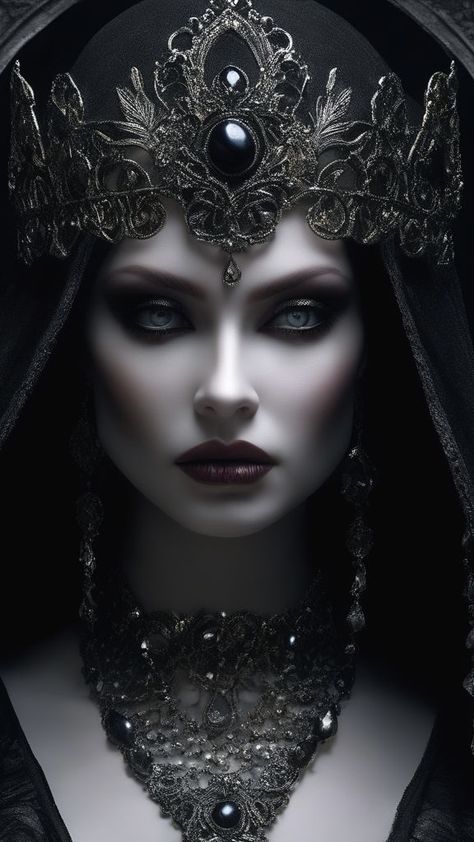 Dark Fantasy Queen, Vampire Queen Aesthetic, Maquillage Goth, Goth Princess, Gothic Culture, Art Deco Artwork, Dark Queen, Dark Beauty Photography, Gothic Fantasy Art