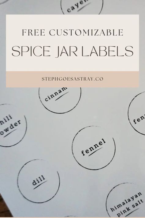 Free Spice Jar Labels that are Fully Customize-able: Download and Make Now! - Free Labels Printables Editable, Spice Jar Labels Printable Free Editable, Cricut Spice Jar Labels, Spice Jar Labels Printable Free, Printable Labels Free Customizable, Homemaking Ideas, Spice Jar Labels, Ingredient Labels, Spice Labels