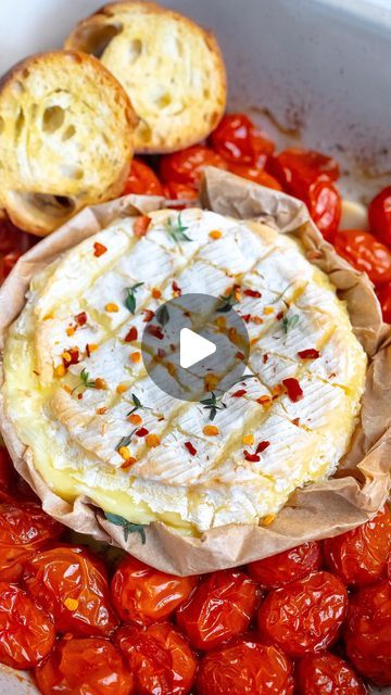 Yarin Shachagi on Instagram: "Baked Brie with Cherry Tomato Confit

This appetizer quickly became one of my all time favorites. The baked brie melts into the Dan-O’s Cheesoning seasoned confit tomatoes, creating a rich, buttery spread. Paired with crispy baguette slices, it’s a seriously impressive dish that never disappoints.

#savorthesummer #danospartner

Ingredients:

1 1/2 cups cherry tomatoes
4-6 garlic cloves, peeled (add more if desired)
9.5 oz round of brie
1 sprig fresh thyme
1 teaspoon honey (optional)
3 teaspoons Dan-O’s Cheesoning Seasoning
1/4 cup extra virgin olive oil
1 medium-sized baguette, sliced
Red pepper flakes, for serving (optional)

Instructions:

Preheat the oven to 350°F.
In a baking dish, combine cherry tomatoes, garlic, Cheesoning, and olive oil. Mix well.
Plac Confit Tomatoes, Cherry Tomato Confit, Tomato Confit, Baguette Slices, Baked Brie Recipes, Brie Recipes, Sliced Baguette, Baked Brie, Cherry Tomato