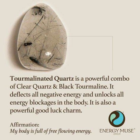 tourmalinated quartz (clear quartz + black tourmaline) gemstone meaning Energy Muse, Tourmalinated Quartz, Gemstone Meanings, Crystal Therapy, Crystal Healing Stones, Les Chakras, Crystal Magic, Crystal Meanings, Rocks And Gems