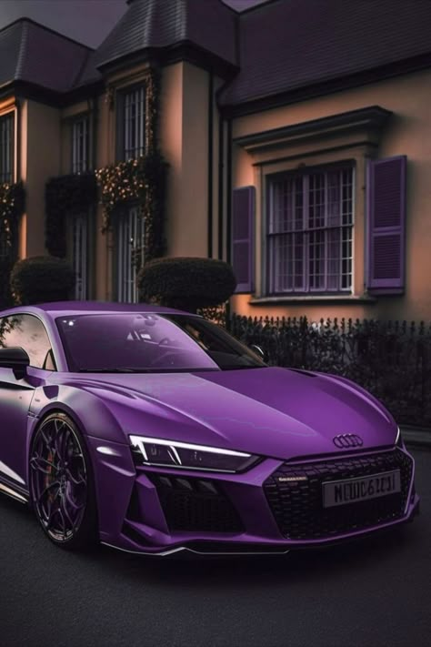 Purple Audi R8, Purple Supercar, Purple Audi, Purple Cars, Audi Sports Car, Dream Cars Audi, Fastest Car, Cool Truck Accessories, Luxury Cars Audi