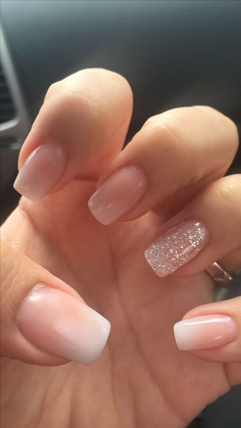 Pink And White Nails, Bling Nail Art, Natural Gel Nails, Unghie Sfumate, Neutral Nails, Orange Nails, Bling Nails, Nails Inspo, Nail Art Tutorial