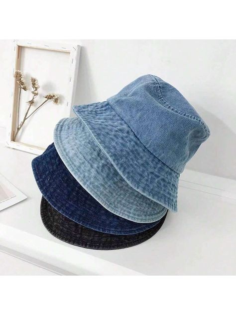 Jeans Bucket Hat For Women Korean Style Casual All-Match Sunshade Bucket Hat To Show Small Face, Ideal For Summer And StudentsI discovered amazing products on SHEIN.com, come check them out! Jeans Bucket Hat, Bucket Hat Ideas, Jean Bucket Hat, African Attire For Men, Small Face, Vintage Couples, Hat Ideas, Small Faces, Hat For Women