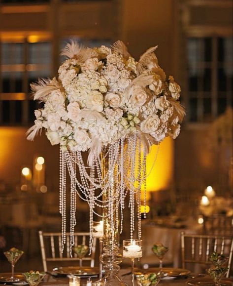 Great Gatsby Wedding Ceremony, Gatsby Style Wedding Decor, Roaring 20s Themed Wedding, Gatsby Wedding Flowers, 1930 Wedding Theme, The Great Gatsby Wedding Theme, Old Hollywood Centerpieces, Hollywood Wedding Reception, Speakeasy Wedding Theme