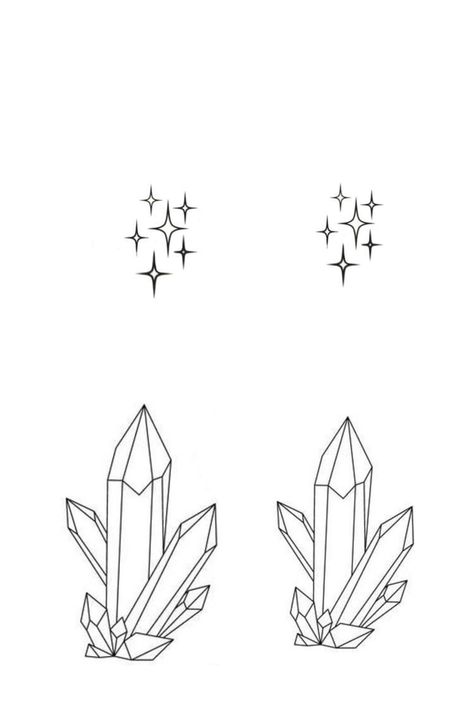 Small Crystal Tattoo, Crystal Cluster Tattoo, Crystal Cluster Drawing, Crystal Outline, Gem Tattoo, Crystal Tattoo, Crystal Drawing, Simple Line Drawings, Crown Tattoo