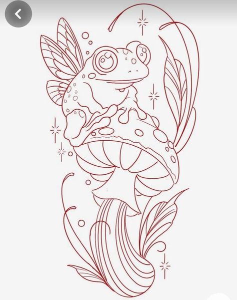 Pencil Art Aesthetic, Draw Fairy, Frog And Mushroom, Frog Mushroom, Frog Tattoos, Tattoo Stencil Outline, Tattoo Design Book, Tattoo Art Drawings, Outline Drawings