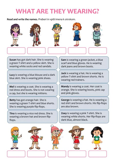 What Are You Doing Worksheet, Describing Clothes, Describe Clothes, Clothes Worksheet, Describing People, English Teaching Resources, English Activities For Kids, English For Beginners, English Exercises