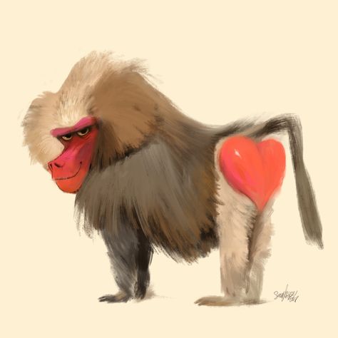 ArtStation - Baboon <3, Sam Nassour Baboon Art, Animal Quiz, Monkey Illustration, Art Beat, Procreate Ipad Art, A Monkey, Baboon, Animal Sketches, Blue Cheese