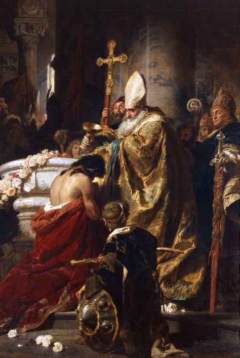 Gyula Benczúr (Hungarian, 1844 – 1920) Baptism of Istvan I King of Hungary Last Grand Prince Google Art Project, Rennaissance Art, History Painting, Biblical Art, Classic Paintings, Art Et Illustration, Catholic Art, Traditional Paintings, Classical Art