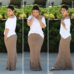 Crocheted Maxi Skirt + Oversized Tee - Mimi G Style Crocheted Skirt, Mimi G Style, Outfit Links, Crochet Maxi Skirt, Mimi G, Crochet Maxi, Crochet Skirt, Maxi Skirts, Tee Outfit