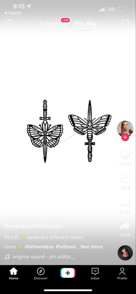 Butterfly And Knife Tattoo, Knife Tattoo Stencil, Tattoo Concept Art, Butterfly Knife Tattoo, Knife Tattoos, Pair Tattoos, Butterfly Swords, Tattoos Matching, Brother Tattoos