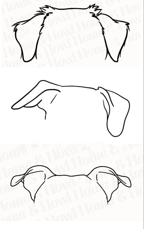 Dogs Outline Tattoo, Dog Tattoo Ideas Pitbulls, Dog Silhouette Tattoo Line Drawings, Puppy Ears Tattoo, Pitbull Ear Outline, Simple Dog Tattoo Ideas, Line Drawing Dog Tattoo, Floppy Dog Ear Tattoo, Dog Ear Line Tattoo