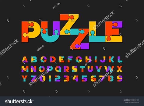 Puzzle font, colorful jigsaw puzzle alphabet letters and numbers, vector illustration #Ad , #Affiliate, #jigsaw#puzzle#colorful#Puzzle Logo Puzzle Design, Puzzle Illustration Design, Jigsaw Illustration, Puzzle Logo Design, Puzzle Graphic Design, Puzzle Alphabet, Puzzle Illustration, Letter Logotype, Puzzle Poster