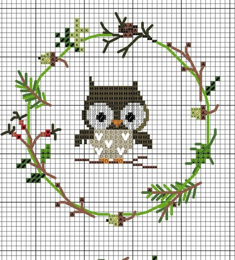 Christmas Cross Stitch Ornaments, Miniature Needlepoint, Cross Stitch Projects Ideas, Cross Stitch Owl, Autumn Cross Stitch Patterns, Fall Cross Stitch, Owl Cross Stitch, Cross Stitch Freebies, Small Cross Stitch