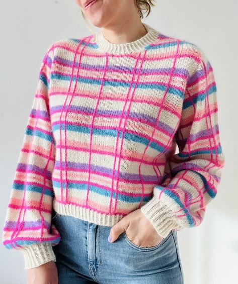 Spring Fling Sweater Alert! You’ll Want To Knit This! - KnitHacker Hand Painted Yarn, Oversize Pullover, Circular Knitting Needles, Spring Fling, Circular Knitting, Sweater Knitting Patterns, Stockinette Stitch, Horizontal Stripes, Sweater Pattern