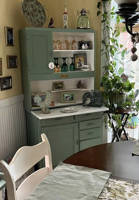 Cozy Cottage Decor Lovers | Hoosier cabinet I found with missing doors & mismatched wood Coffee Hutch, Savannah House, Savannah Houses, Hoosier Cabinets, Hoosier Cabinet, Wooden Bed Design, Texas Artist, Apartment Aesthetic, Cabinet Makeover