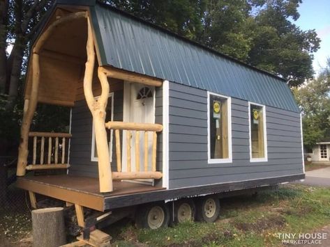 12-Ft. Wide Barn-style Tiny Cabin on Wheels For 30k in Montana Cabin On Wheels, Prefab Cabins, Billings Montana, Tiny House For Sale, House Shed, Tiny House Listings, House Cabin, Tiny Cabins, Architecture Model Making