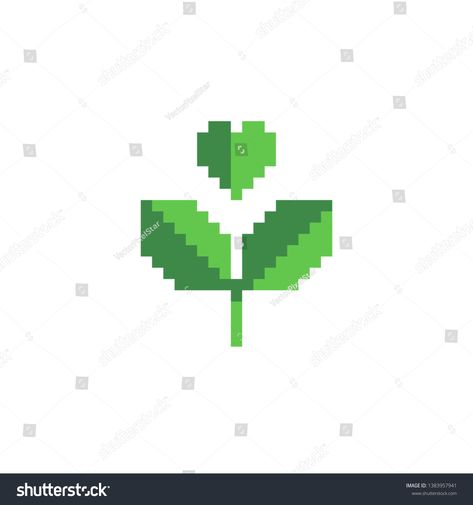 Pixel Leaf, Leaf Pixel Art, Sprite Design, Broom Plant, Pixel Art Icon, Logo Plant, Plant Logo, Plant Logos, 8 Bit Art