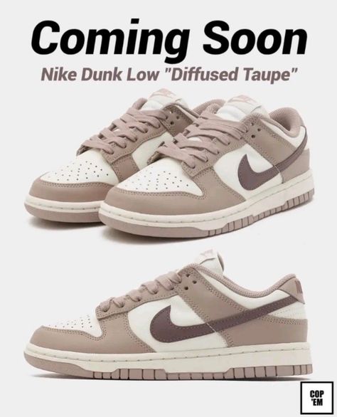 Tan Nike Dunks, Diffused Taupe Dunks Outfit, Casual Shoes Women Sneakers, Nike Fashion Shoes, Nike Shoes Air Force, Nike Shoes Girls, Preppy Shoes, Nike Shoes Jordans, Kicks Shoes