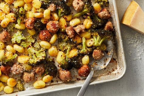 Crispy Gnocchi With Sausage and Broccoli Recipe Crispy Gnocchi With Sausage And Broccoli, Gnocchi Sausage Recipes, Gnocchi With Sausage, Crispy Gnocchi, Sausage And Broccoli, Sheet Pan Suppers, 2024 Recipes, Broccoli Recipe, Hot Italian Sausage