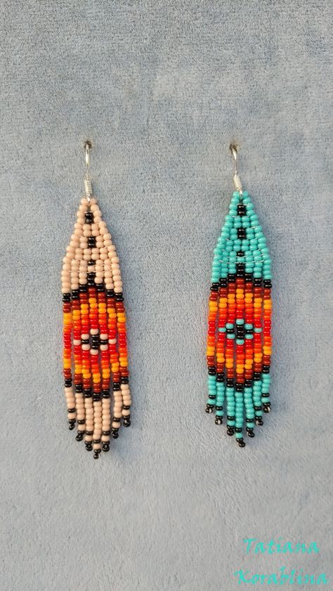 Chandelier Boho, Unique Beaded Jewelry, Earrings Native American, Native Beading Patterns, Ombre Earrings, Boho Earring, Beaded Earrings Tutorials, Earrings Chandelier, Ankle Jewelry