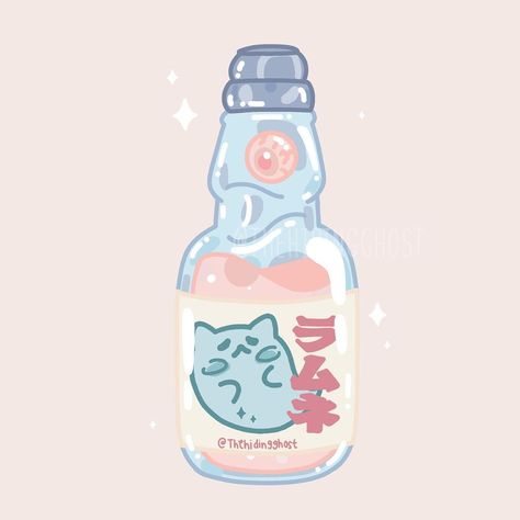 Ramune Illustration, Meyco Art, Ramune Drawing, Poster Moodboard, Smallbusiness Aesthetic, Asian Drinks, Merch Inspiration, Cup Ramen, Drawing Face Expressions