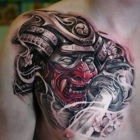 Tato Irezumi, Tato Geisha, Samurai Mask Tattoo, Japanese Warrior Tattoo, Fenrir Tattoo, Samurai Tattoo Sleeve, Tato Flash, Samurai Warrior Tattoo, Guerriero Samurai