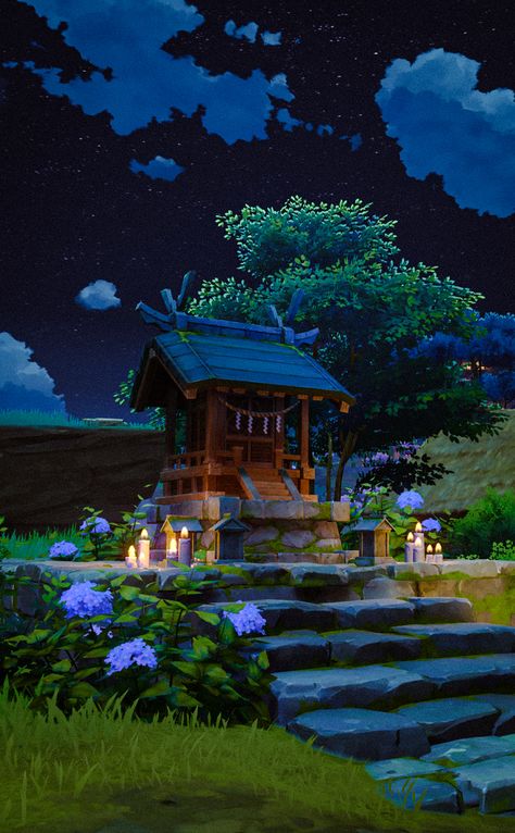 genshin impact scenery wallpaper aesthetic photo inazuma city small temple Genshin Impact Buildings, Inazuma Serenitea Pot, Genshin Impact Inazuma Wallpaper, Inazuma Genshin Impact Scenery, Shinto Aesthetic, Inazuma Background, Genshin Impact Scenery Wallpaper, Wind Kingdom, Inazuma Aesthetic