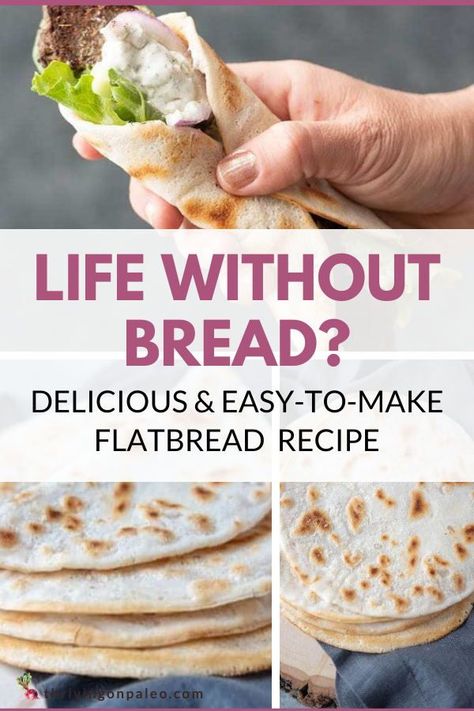 Been missing sandwiches or bread while on the AIP Diet (Autoimmune Paleo Protocol)? This easy-to-make flatbread may be the answer to your dreams! If you find this recipe helpful, you may really enjoy the resources in my Paleo & AIP Freebie Library! There's a “dump” freezer meal plan, a list of AIP-compliant breakfast toppings, and so much more. Plus, you'll get even more ideas sent to your inbox! Aip Flatbread Recipe, Aip Flatbread, Aip Bread Autoimmune Paleo, Paleo Quick Bread Recipes, Aip Savory Breakfast, Aip Lunches On The Go, Autoimmune Protocol Diet Recipes Breakfast, Paleo Autoimmune Diet Recipes, Aip Carbs