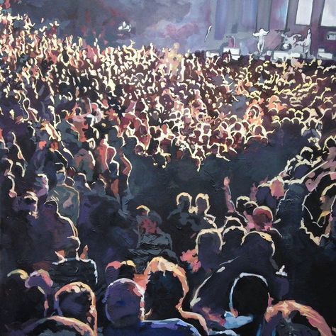 Crowded Drawing Aesthetic, Overpopulation Aesthetic, Concert Illustration Crowd, Concert Drawing Sketch, Group Of People Painting, Concert Art Illustration, Crowded Painting, Crowded Aesthetic, Crowds Aesthetic