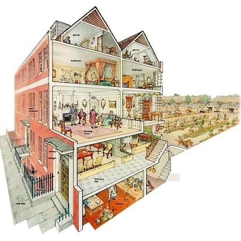 1750 London townhouse | brownstone | Pinterest | London townhouse ... London Townhouse Interior, Cutaway Drawing, Regency Architecture, Walled Courtyard, English Houses, Townhouse Interior, Town Houses, Georgian Townhouse, London Townhouse